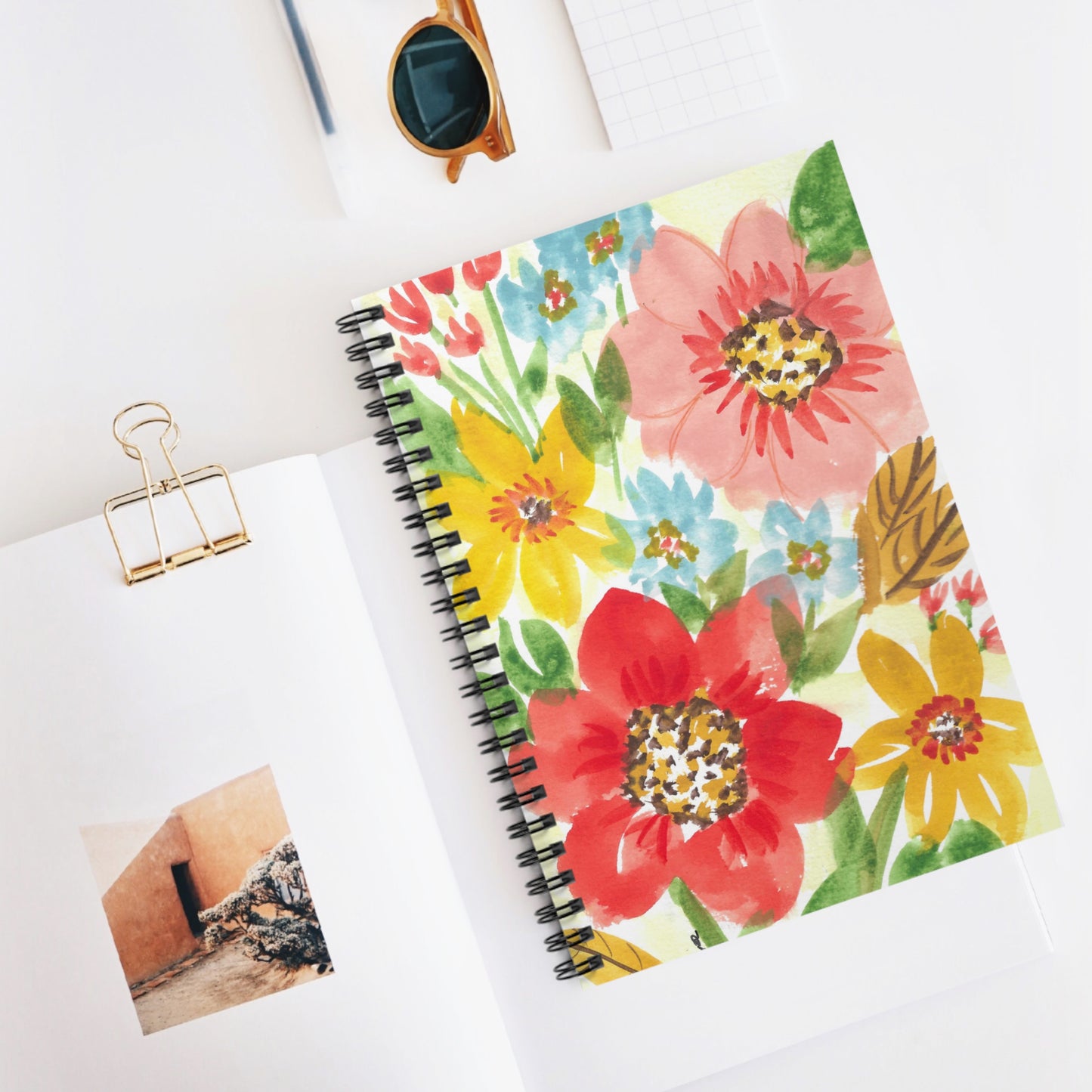 Bright Spring Floral Design Spiral Notebook - Ruled Line