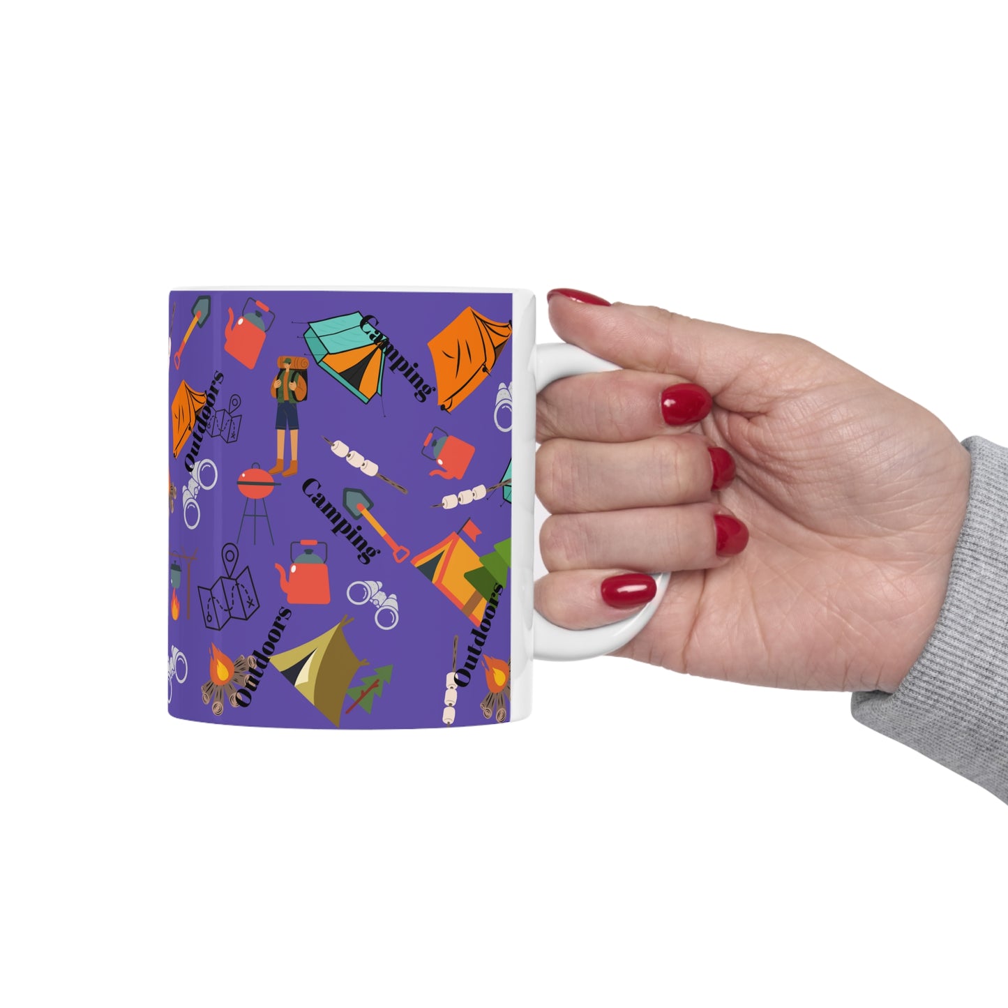 Camping Purple Ceramic Mug 11oz