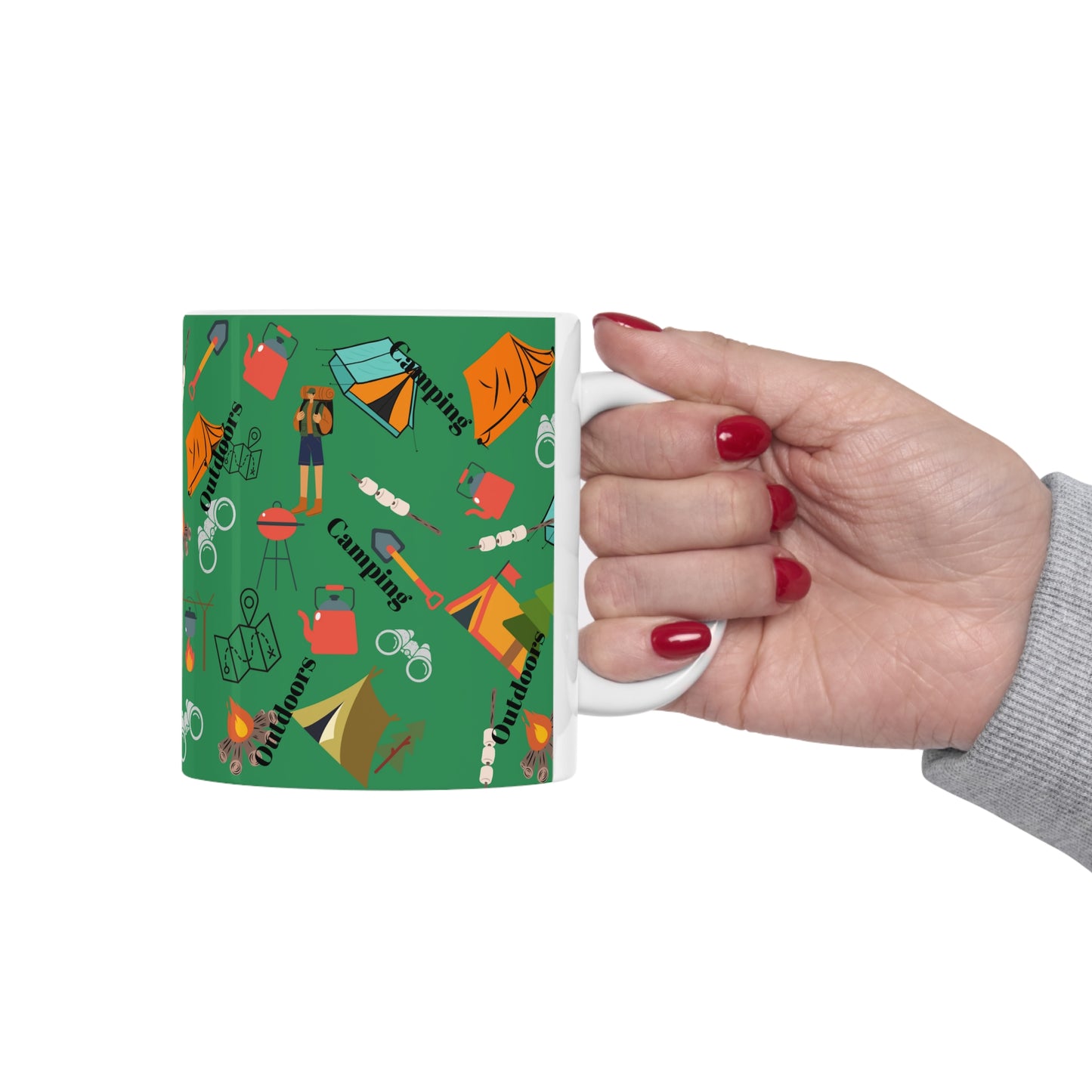Camping Green Ceramic Mug 11oz