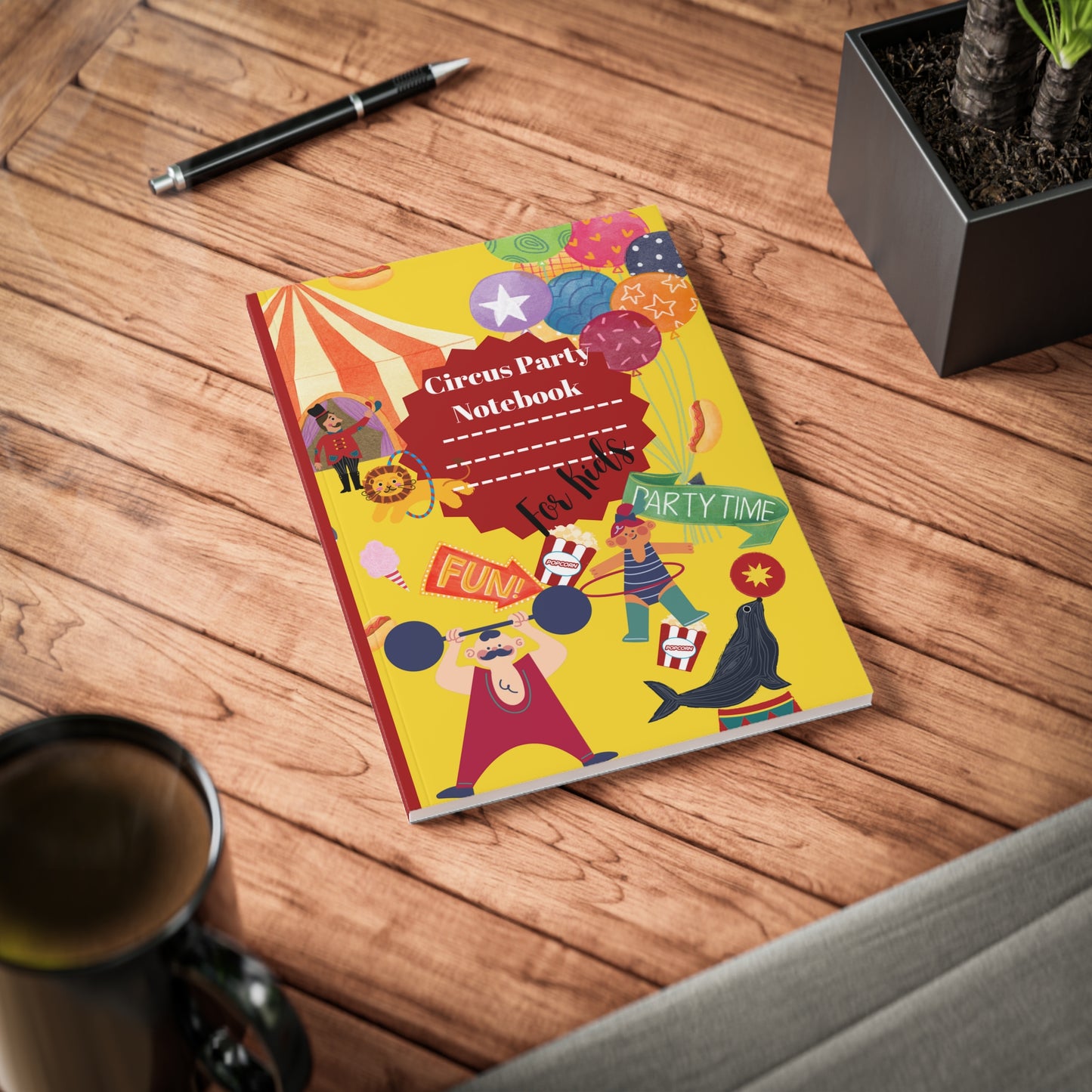 Circus Party Softcover Notebook for Kids , A5