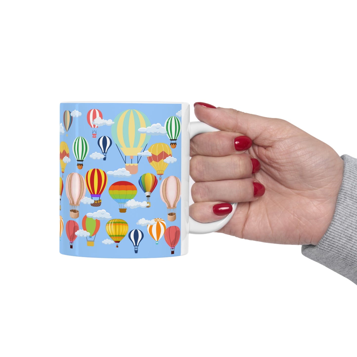 Hot Air Balloons Blue Ground Ceramic Mug 11oz