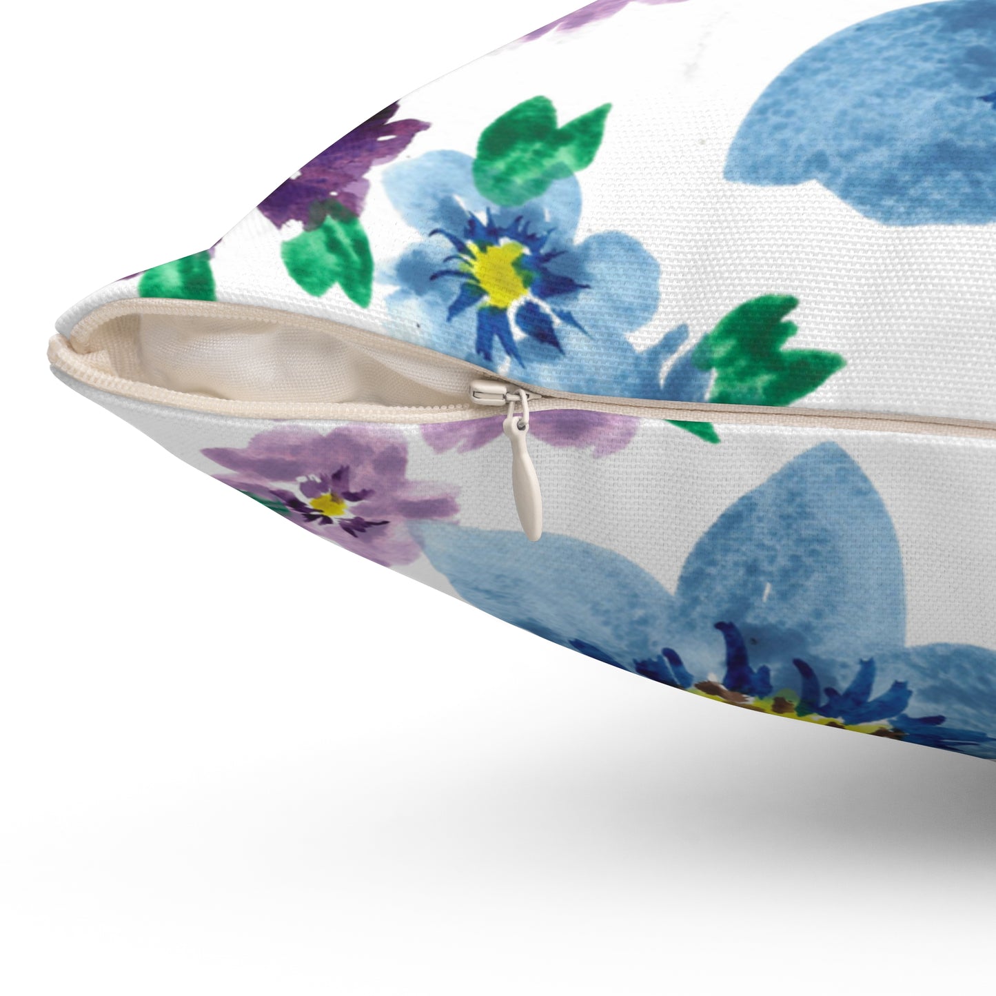 Purple Floral Spun Polyester Square Pillow
