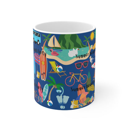 Summer Beach Party Navy Ceramic Mug 11oz