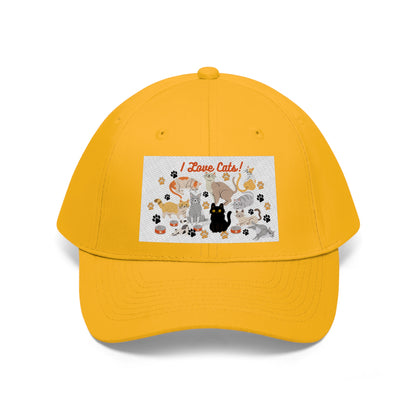 I Love Cats Unisex Twill Hat