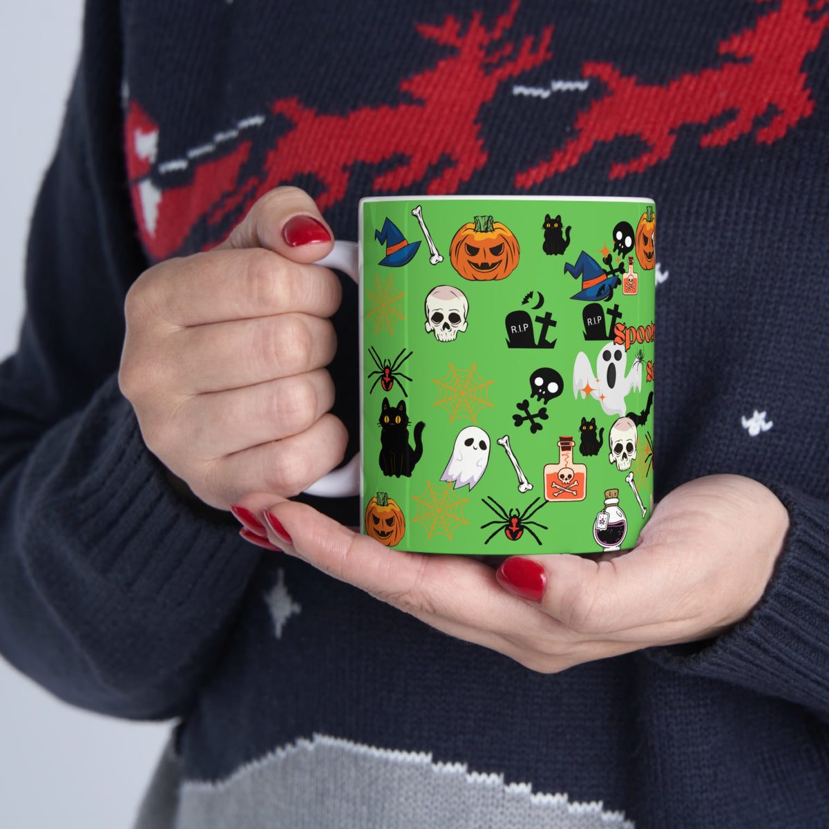 Spooky Creepy Season Green Ceramic Mug 11oz