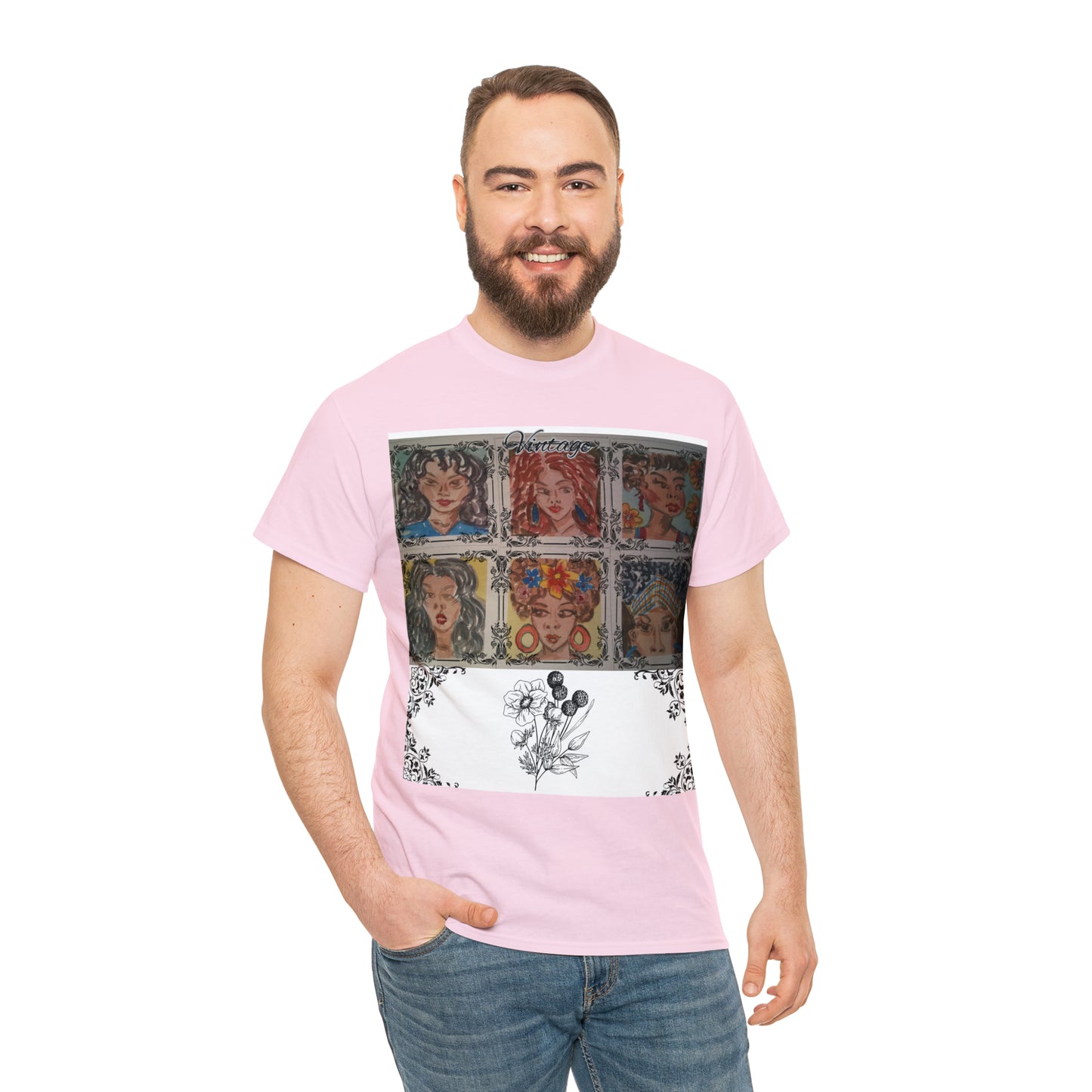 Vintage with comic art Unisex Heavy Cotton Tee