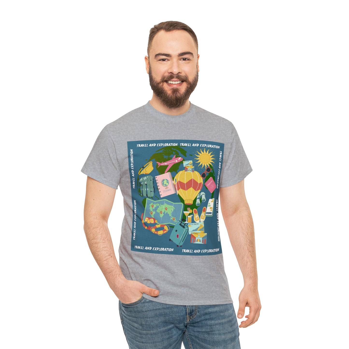 Travel and exploration Blue Unisex Heavy Cotton Tee