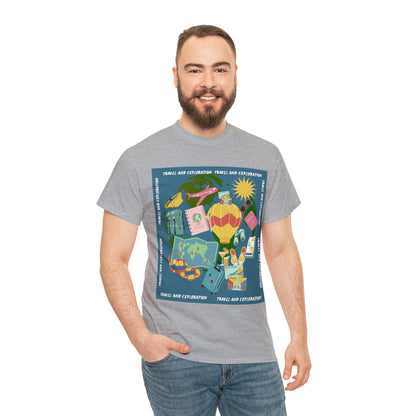 Travel and exploration Blue Unisex Heavy Cotton Tee