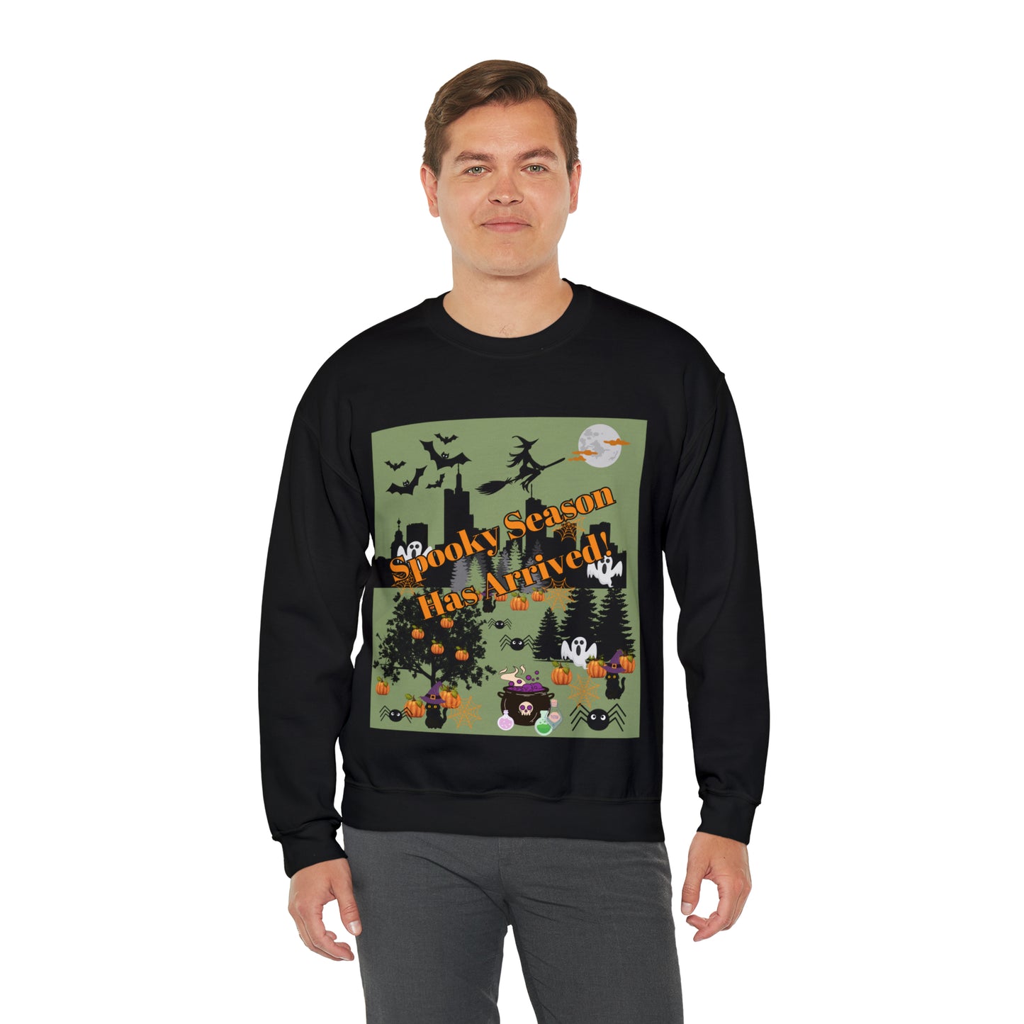 Spooky Season Has Arrived Green Unisex Heavy Blend™ Crewneck Sweatshirt