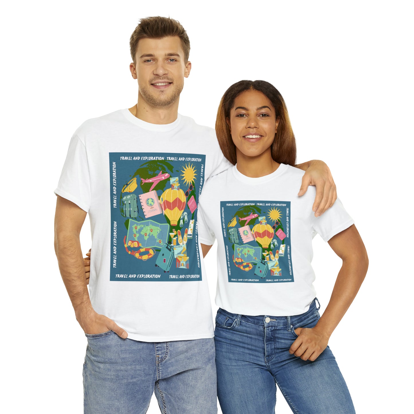Travel and exploration Blue Unisex Heavy Cotton Tee