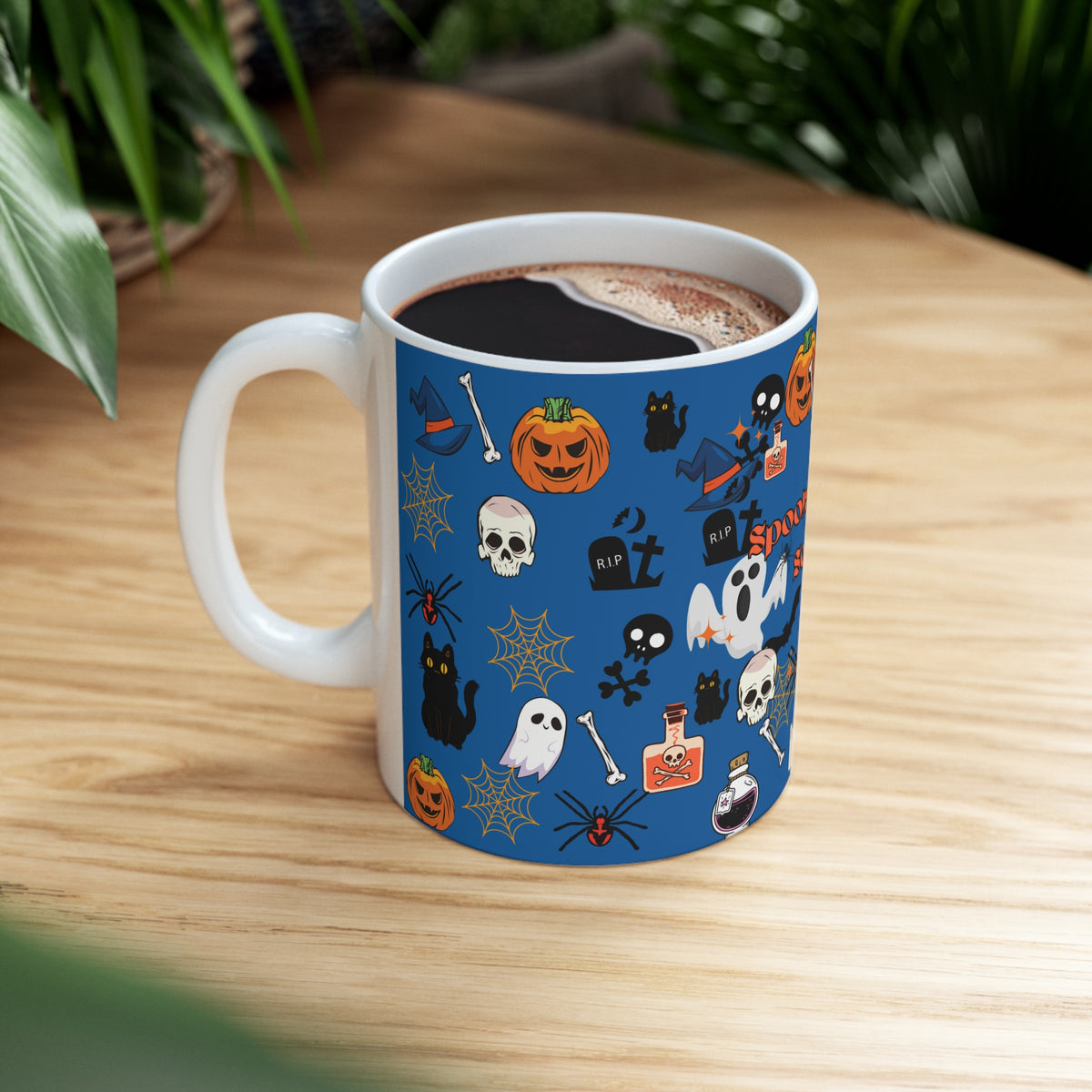Spooky Creepy Season Blue Ceramic Mug 11oz