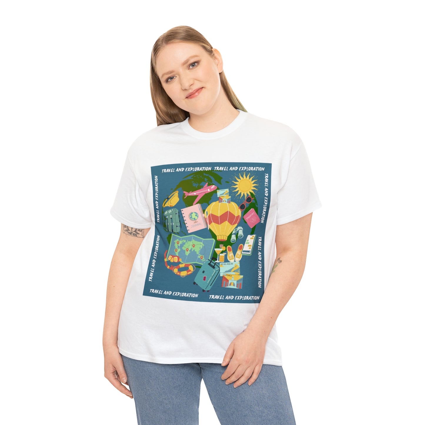Travel and exploration Blue Unisex Heavy Cotton Tee