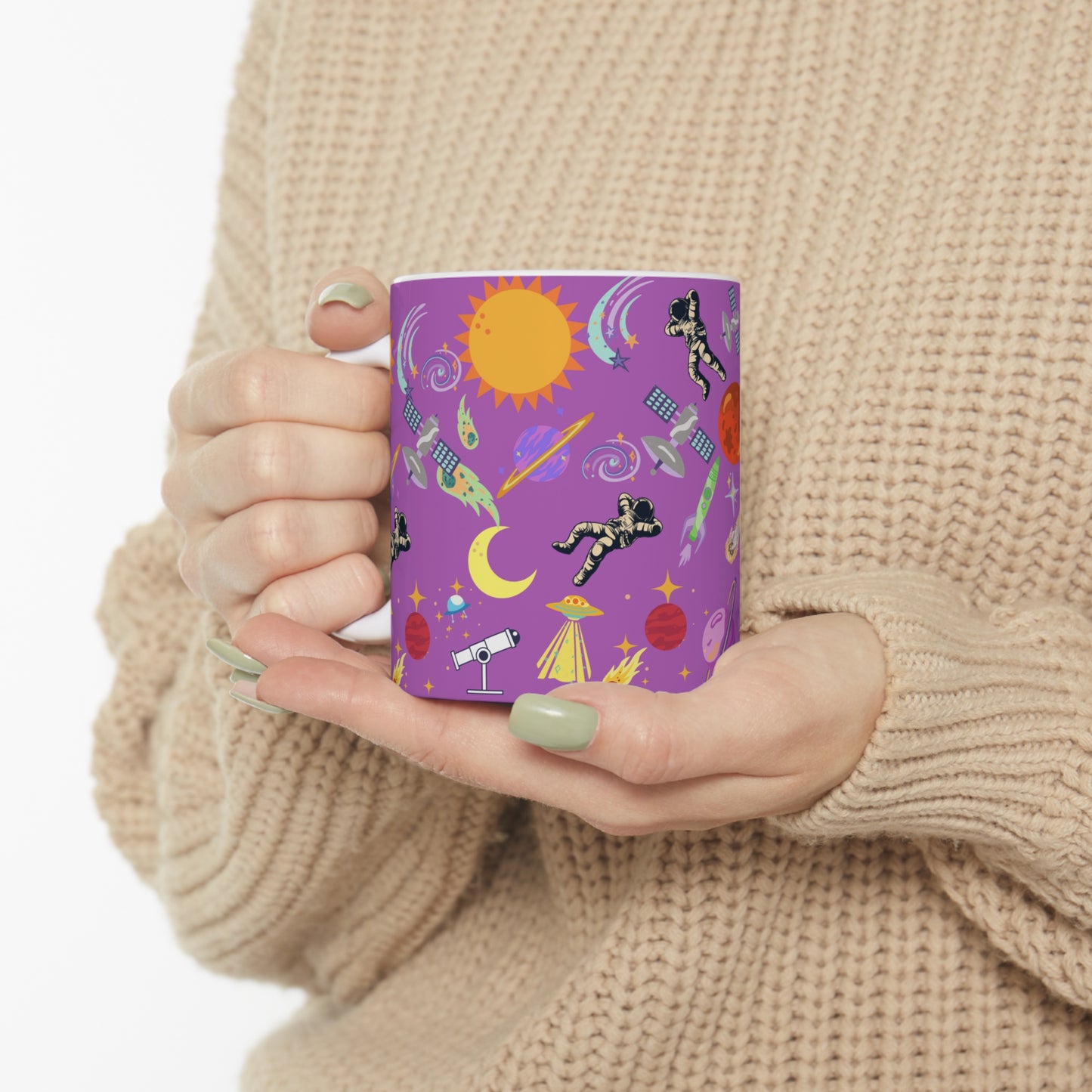 Outerspace Encounters Purple Ceramic Mug 11oz