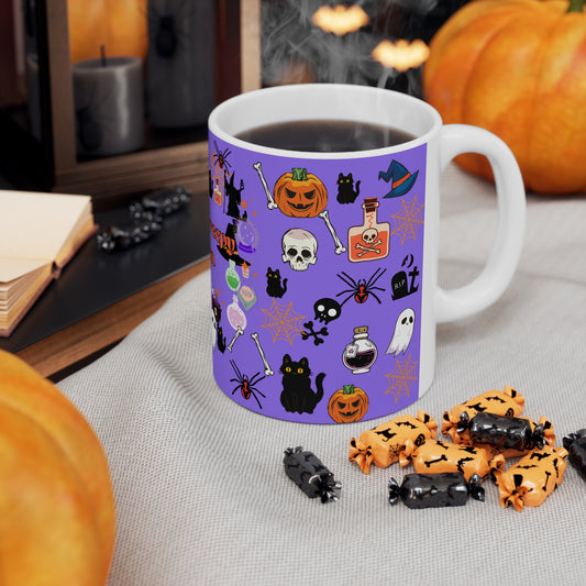 Spooky Creepy Season Purple Ceramic Mug 11oz