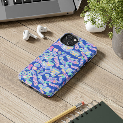 Retro Vibes Blue Tough Phone Cases