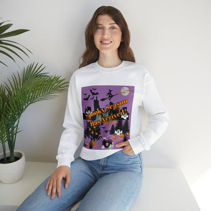 Spooky Season Has Arrived Purple Unisex Heavy Blend™ Crewneck Sweatshirt