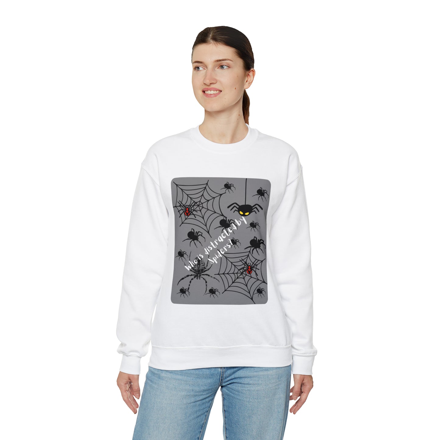 Who is Distracted By Spiders? Unisex Heavy Blend™ Crewneck Sweatshirt