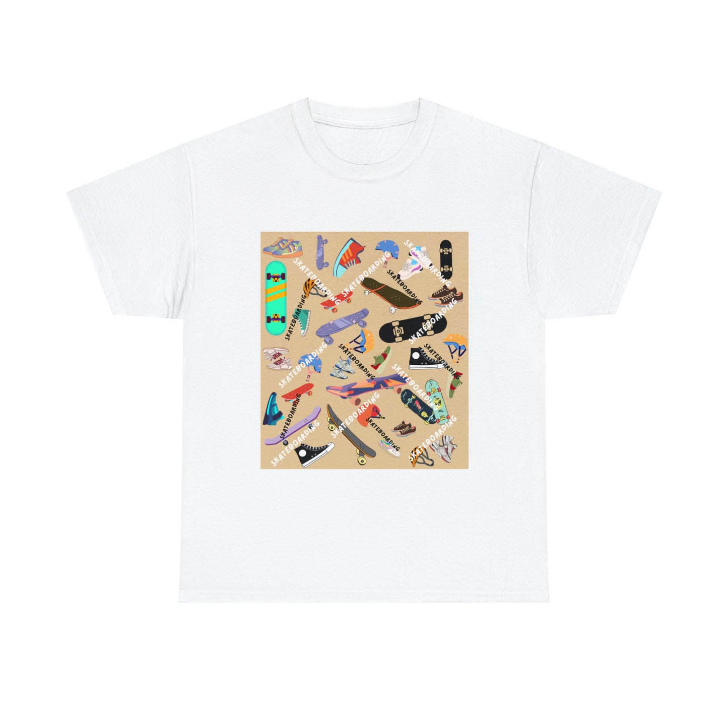 Skateboarding Beige Ground Unisex Heavy Cotton Tee