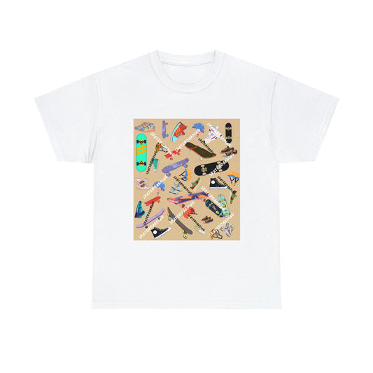 Skateboarding Beige Ground Unisex Heavy Cotton Tee