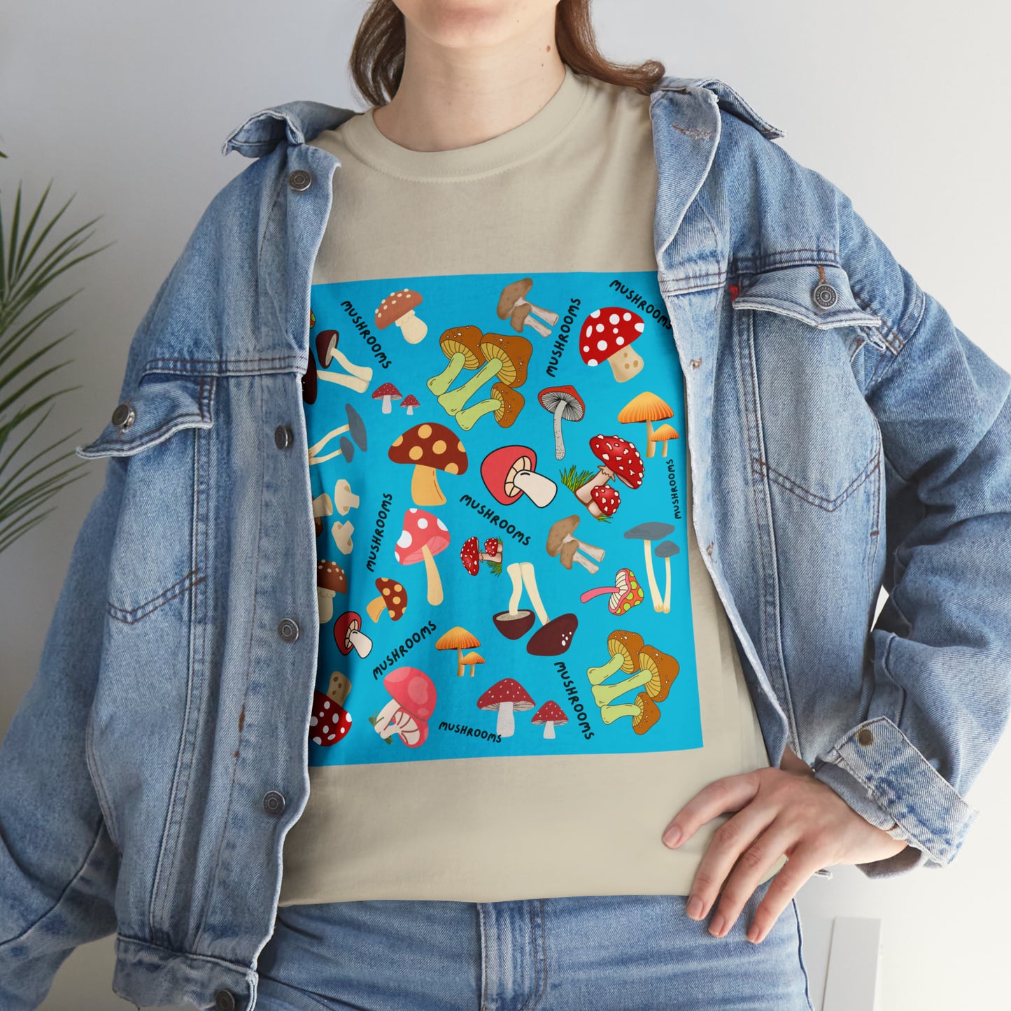 Mushrooms Turq Ground Unisex Heavy Cotton Tee