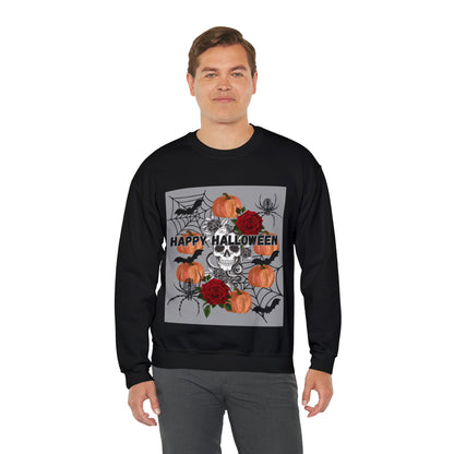 Happy Halloween Grey Ground Unisex Heavy Blend™ Crewneck Sweatshirt