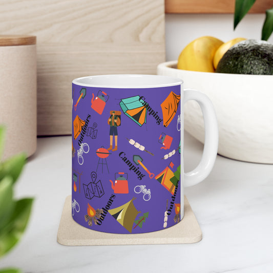 Camping Purple Ceramic Mug 11oz