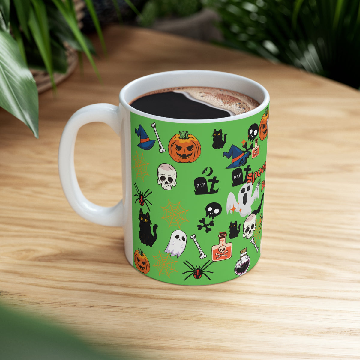 Spooky Creepy Season Green Ceramic Mug 11oz