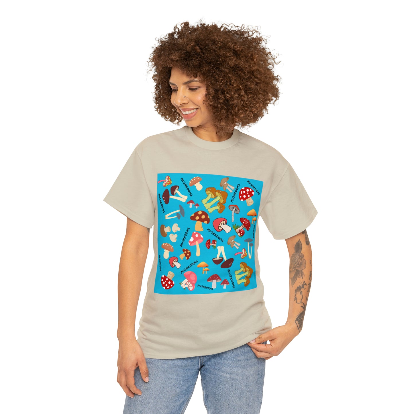 Mushrooms Turq Ground Unisex Heavy Cotton Tee