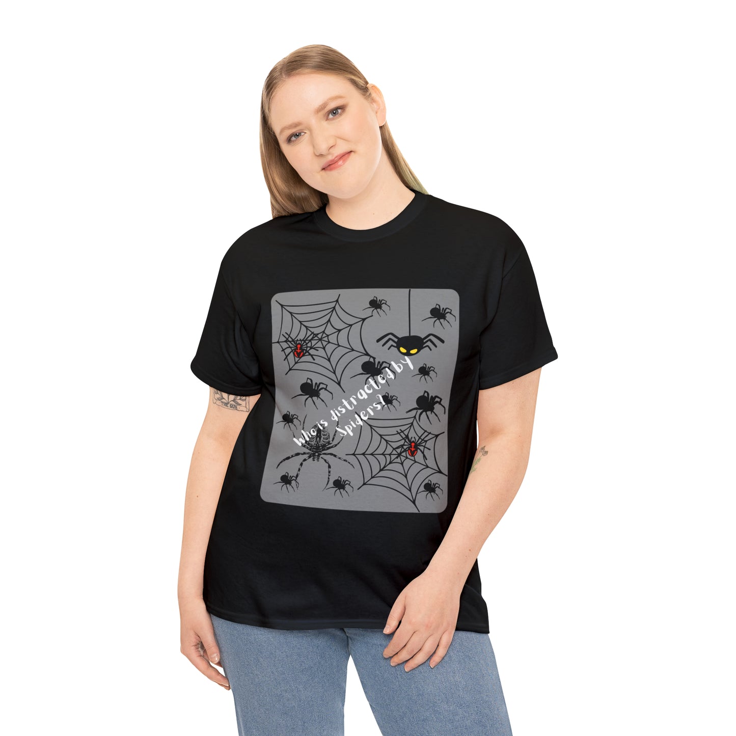 Who is Distracted By Spiders? Unisex Heavy Cotton Tee