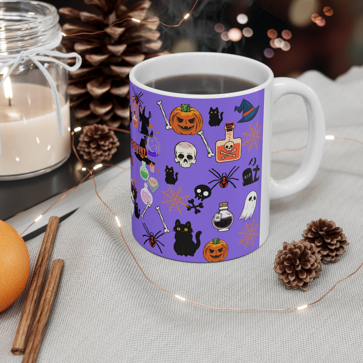 Spooky Creepy Season Purple Ceramic Mug 11oz