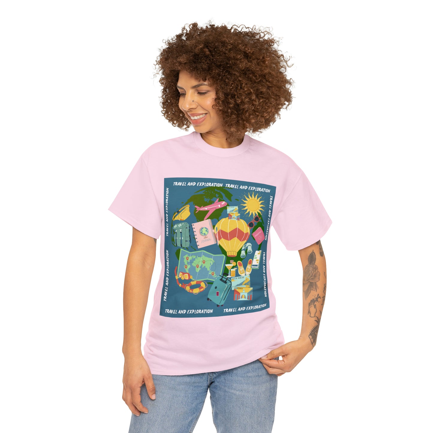 Travel and exploration Blue Unisex Heavy Cotton Tee