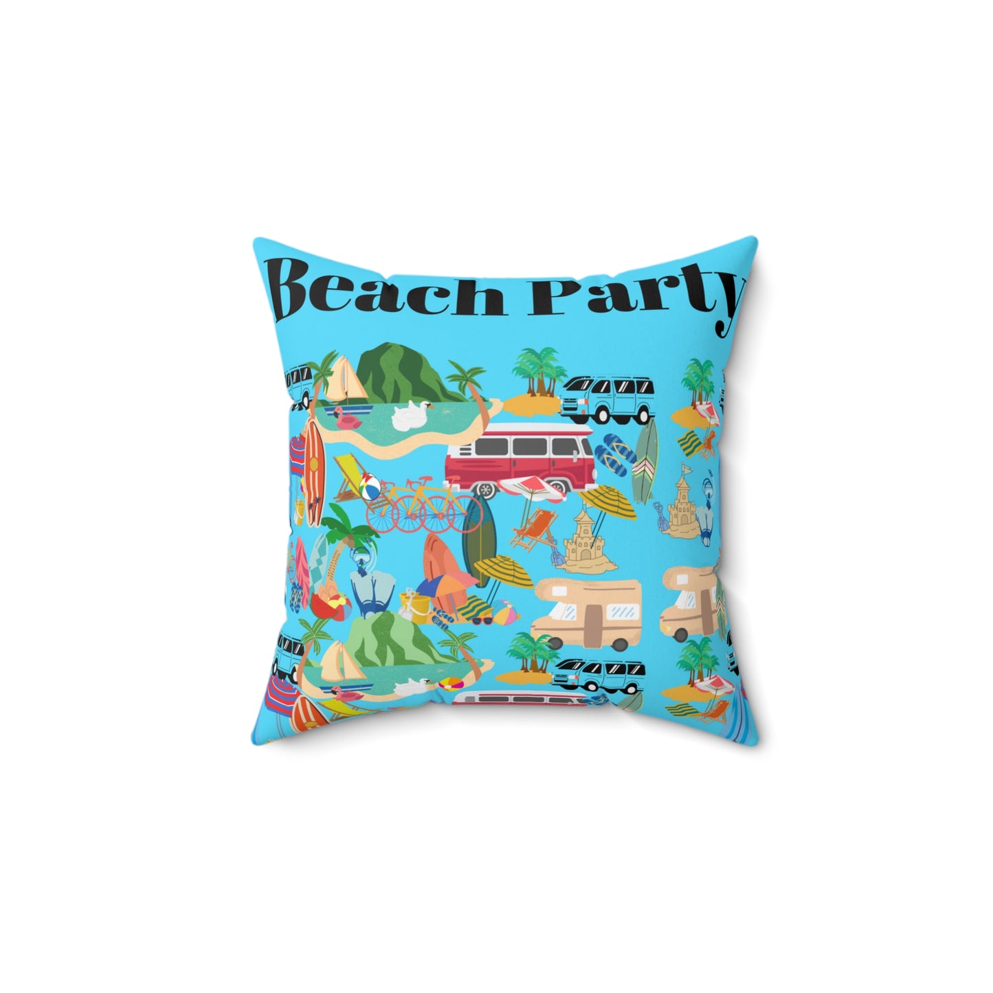 Beach Party Spun Polyester Square Pillow