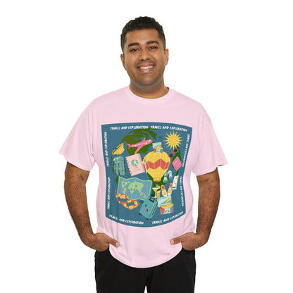 Travel and exploration Blue Unisex Heavy Cotton Tee