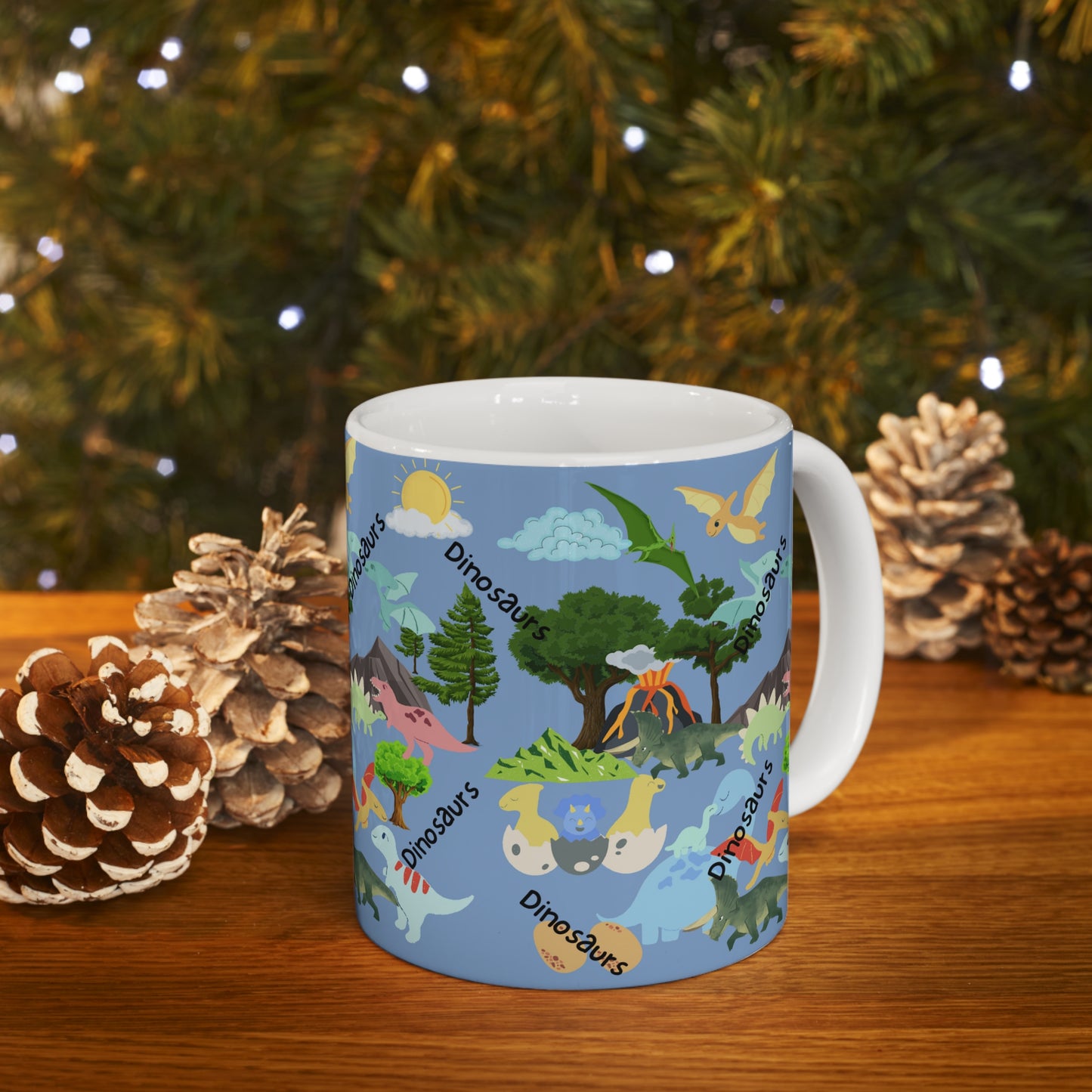 Dinosaurs Blue Ceramic Mug 11oz