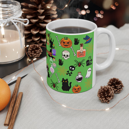Spooky Creepy Season Green Ceramic Mug 11oz