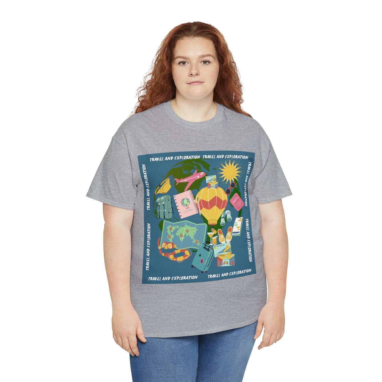 Travel and exploration Blue Unisex Heavy Cotton Tee