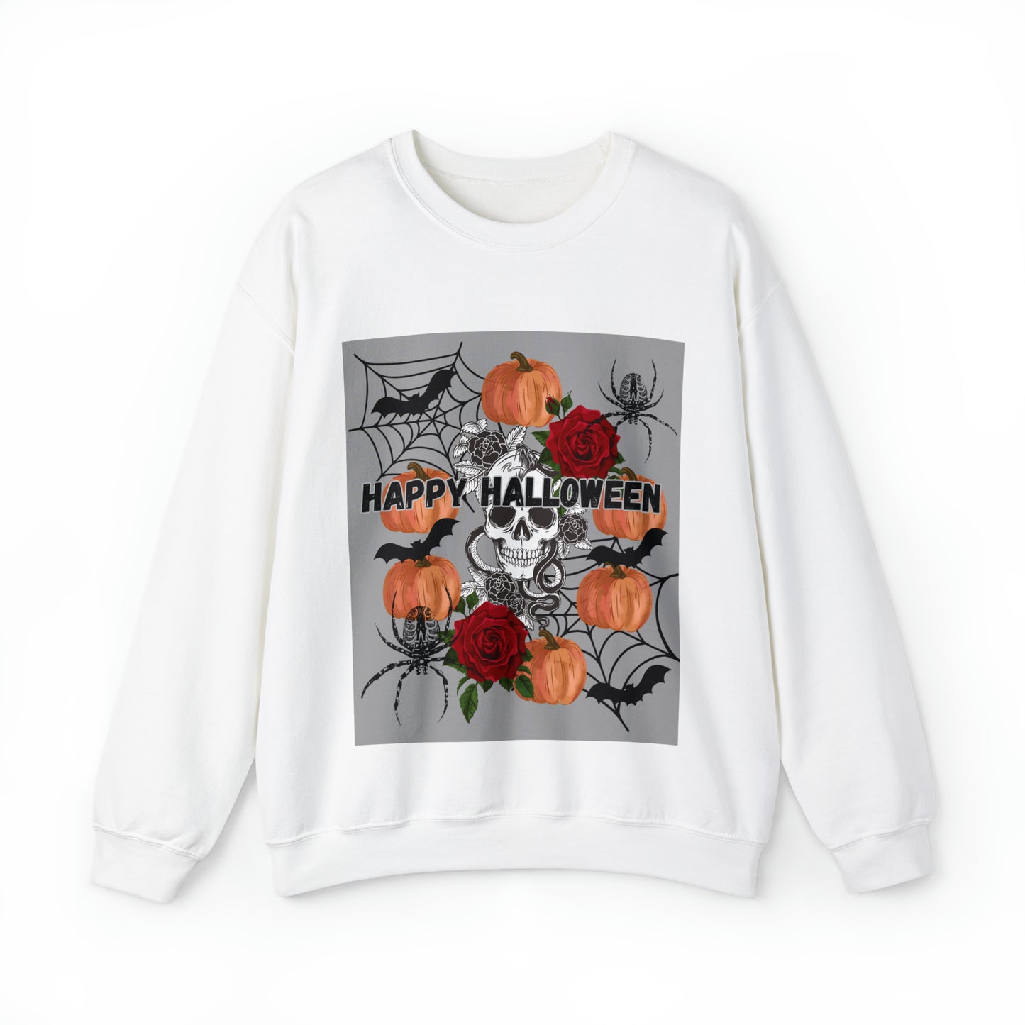 Happy Halloween Grey Ground Unisex Heavy Blend™ Crewneck Sweatshirt