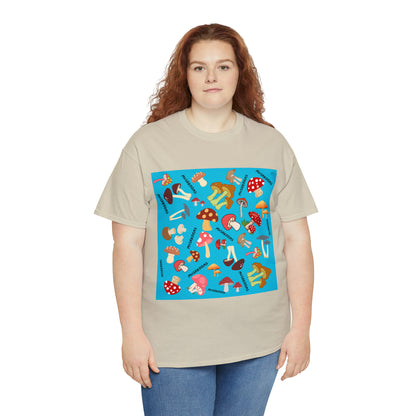 Mushrooms Turq Ground Unisex Heavy Cotton Tee