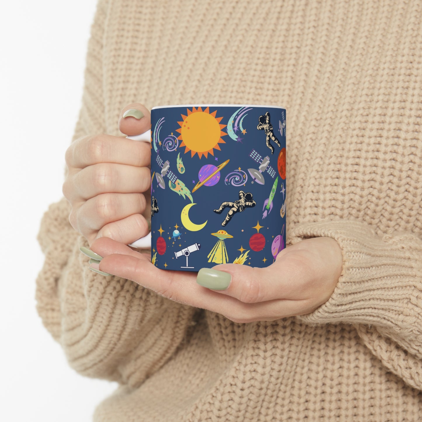 Outerspace Encounters Blue Ceramic Mug 11oz