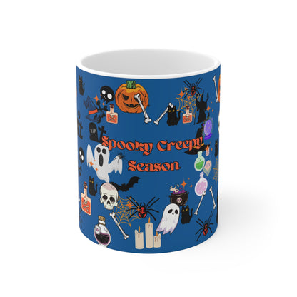 Spooky Creepy Season Blue Ceramic Mug 11oz