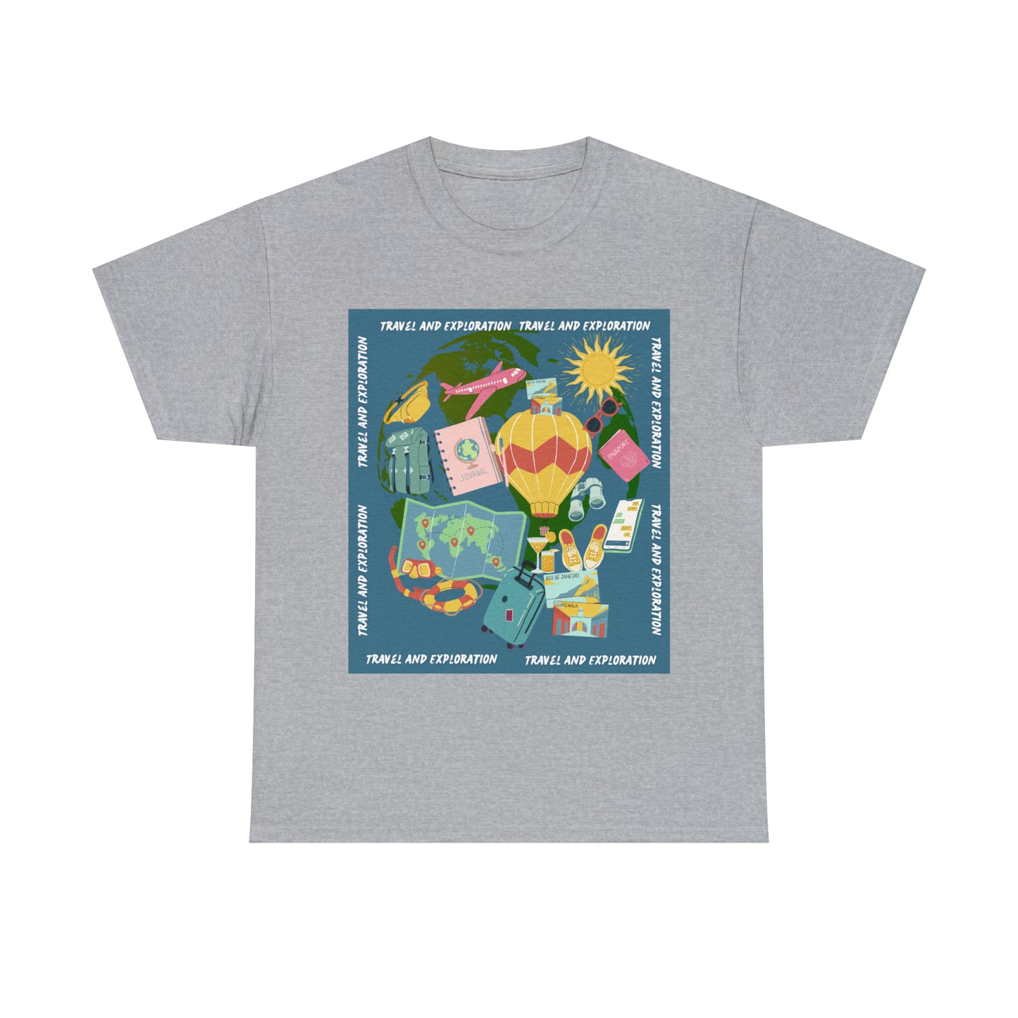 Travel and exploration Blue Unisex Heavy Cotton Tee