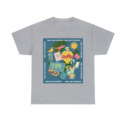 Travel and exploration Blue Unisex Heavy Cotton Tee