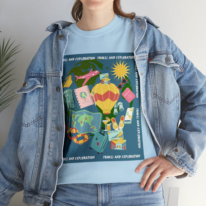 Travel and exploration Blue Unisex Heavy Cotton Tee
