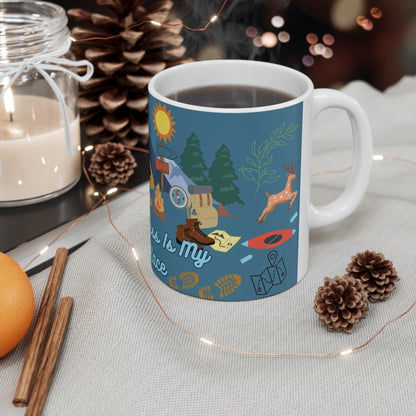 The Wilderness Is My Happy Place Blue Ceramic Mug 11oz