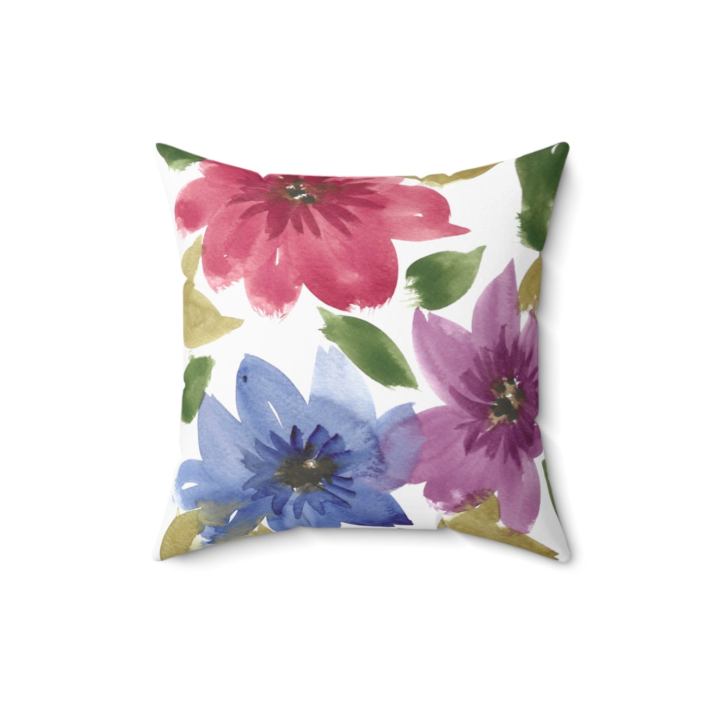 Multicolored Floral Spun Polyester Square Pillow