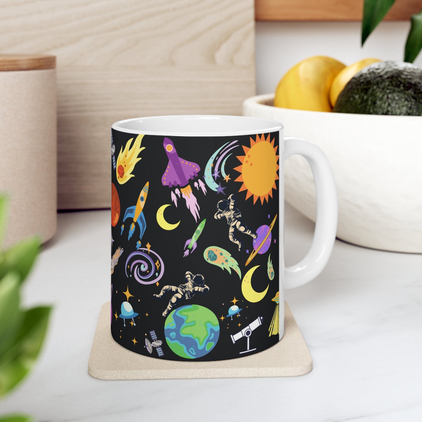 Outerspace Encounters Black Ceramic Mug 11oz