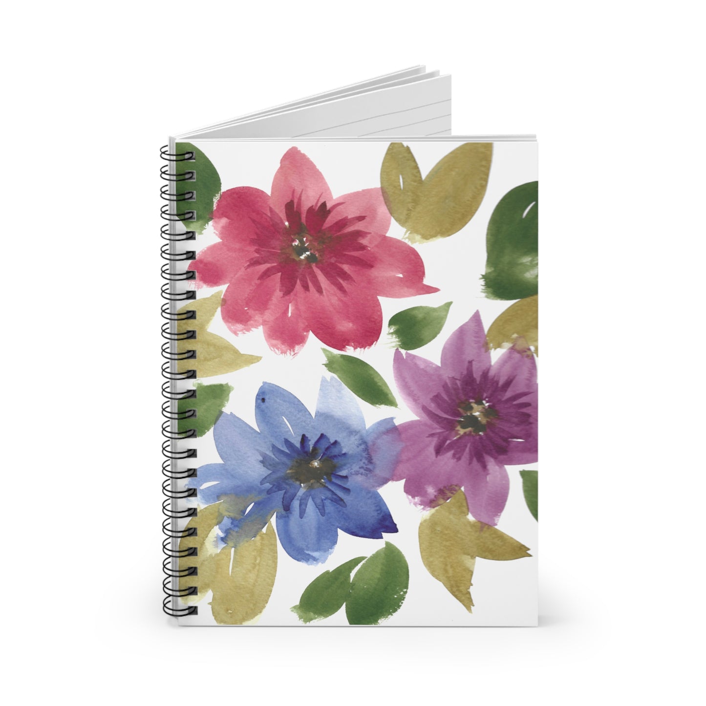 Abstract Floral Spiral Notebook - Ruled Line