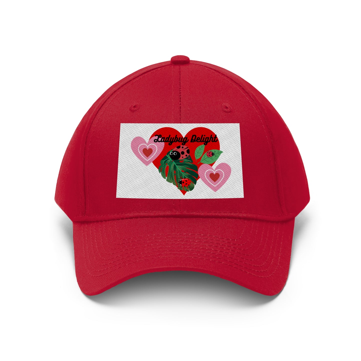 Ladybug Delight White Ground Unisex Twill Hat