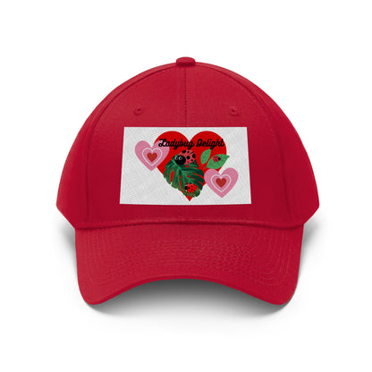 Ladybug Delight White Ground Unisex Twill Hat