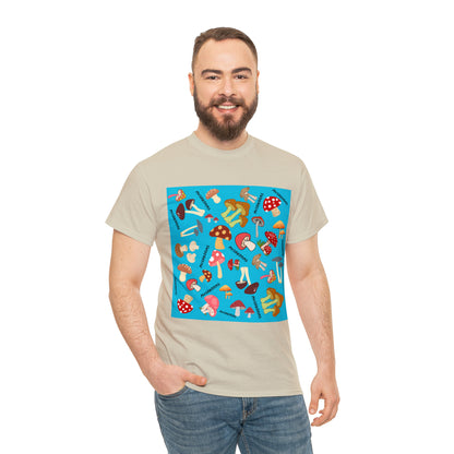 Mushrooms Turq Ground Unisex Heavy Cotton Tee